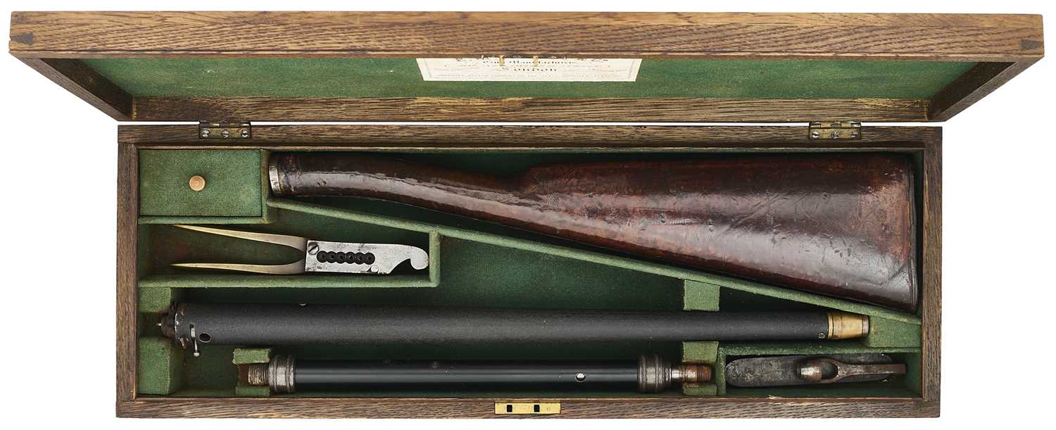 Lot 262 - A CASED 140 BORE AIR CANE RIFLE, LATE 19TH