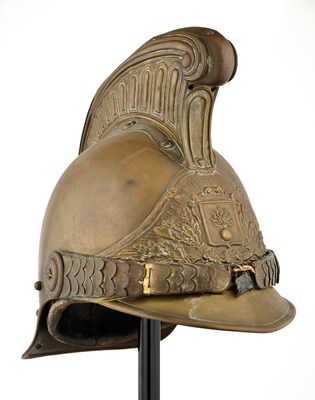 Lot 132 - A CAVALRY TROOPER’S BRASS HELMET OF FRENCH STYLE