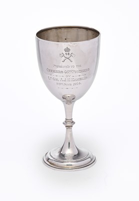 Lot 120 - A GEORGE V SILVER MILITARY GOBLET, ELKINGTON & CO. LTD., BIRMINGHAM, 1913