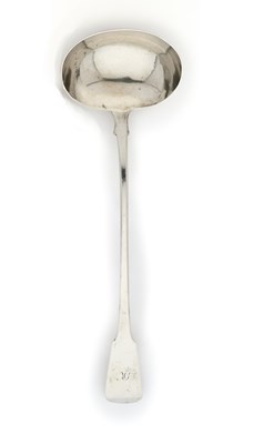 Lot 99 - A GEORGE III SILVER SOUP LADLE, LONDON, 1813, RETAILED BY GEORGE JAMIESON OF ABERDEEN