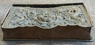 Lot 179 - A COPPER REPOUSSE FOLDING ALTAR TABLE, TIBET, EARLY 20TH CENTURY