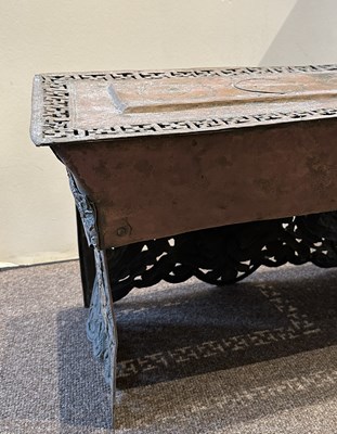 Lot 179 - A COPPER REPOUSSE FOLDING ALTAR TABLE, TIBET, EARLY 20TH CENTURY