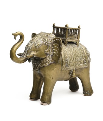 Lot 238 - A BRONZE FIGURE OF AN ELEPHANT, INDIA, 19TH CENTURY