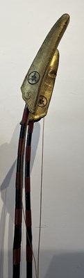 Lot 4 - A JAPANESE CASED ARCHERY SET COMPRISING A PAIR OF BOWS DATED 1839, QUIVERS, EIGHT ASSOCIATED ARROWS, EDO PERIOD, 19TH CENTURY