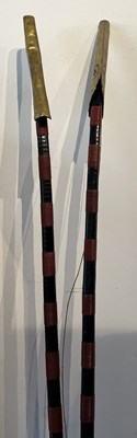 Lot 4 - A JAPANESE CASED ARCHERY SET COMPRISING A PAIR OF BOWS DATED 1839, QUIVERS, EIGHT ASSOCIATED ARROWS, EDO PERIOD, 19TH CENTURY