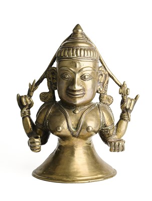 Lot 218 - A LARGE BRONZE BUST OF DURGA, DECCAN, 18TH/19TH CENTURY