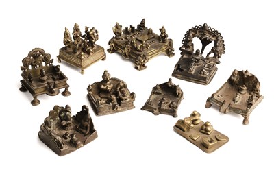 Lot 213 - A COLLECTION OF NINE SMALL SIVA SHRINES, WESTERN DECCAN, INDIA, MOSTLY CIRCA 18TH CENTURY