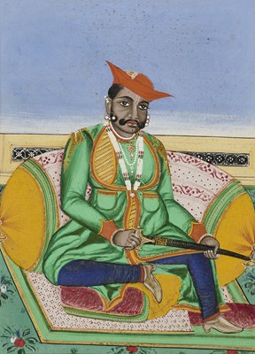 Lot 321 - A PORTRAIT OF MADHO RAO SCINDIA OF GWALIOR, CENTRAL INDIA, CIRCA 1900