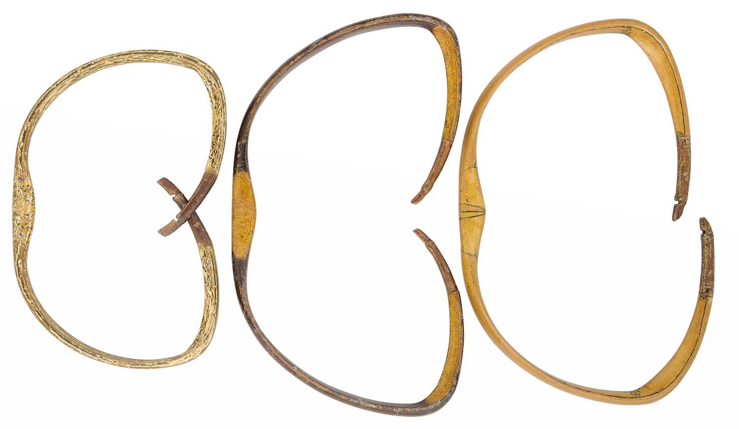 Lot 21 - THREE NORTH INDIAN DECORATED REFLEX COMPOSITE BOWS, 18TH/19TH CENTURY