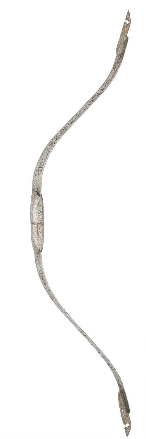 Lot 28 - A NORTH INDIAN DECORATED STEEL BOW, 19TH CENTURY