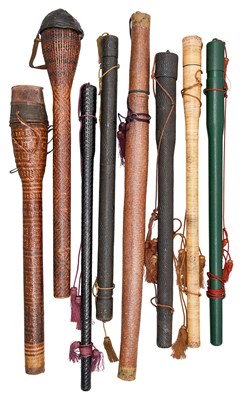 Lot 15 - EIGHT TUBULAR QUIVERS INCLUDING JAPANESE ARROWS (YA), 19TH/20TH CENTURY