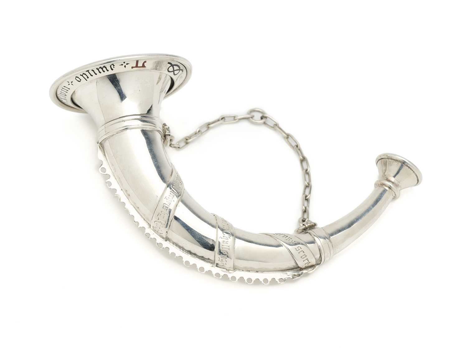 Lot 45 - AN EDWARDIAN SILVER ARCHERY PRIZE HORN, C.T. BURROWS & SONS, BIRMINGHAM, 1908