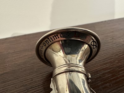 Lot 45 - AN EDWARDIAN SILVER ARCHERY PRIZE HORN, C.T. BURROWS & SONS, BIRMINGHAM, 1908