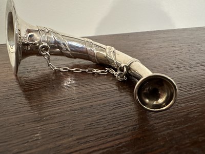 Lot 45 - AN EDWARDIAN SILVER ARCHERY PRIZE HORN, C.T. BURROWS & SONS, BIRMINGHAM, 1908