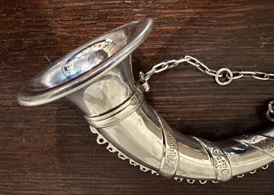 Lot 45 - AN EDWARDIAN SILVER ARCHERY PRIZE HORN, C.T. BURROWS & SONS, BIRMINGHAM, 1908