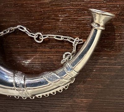 Lot 45 - AN EDWARDIAN SILVER ARCHERY PRIZE HORN, C.T. BURROWS & SONS, BIRMINGHAM, 1908