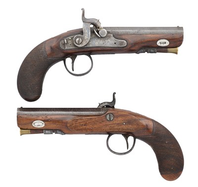 Lot 288 - A PAIR OF 32 BORE PERCUSSION TRAVELLING PISTOLS SIGNED HARVEY, EXETER, BIRMINGHAM PROOF MARKS, CIRCA 1830