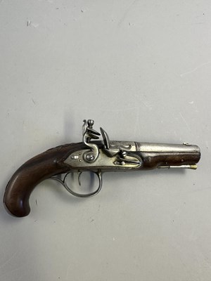 Lot 619 - AN 80 BORE GERMAN FLINTLOCK TRAVELLING PISTOL, CIRCA 1770