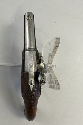 Lot 619 - AN 80 BORE GERMAN FLINTLOCK TRAVELLING PISTOL, CIRCA 1770