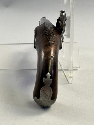 Lot 619 - AN 80 BORE GERMAN FLINTLOCK TRAVELLING PISTOL, CIRCA 1770