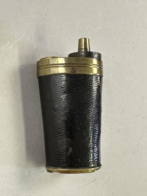 Lot 610 - A THREE-WAY POWDER-FLASK FOR A POCKET PISTOL, CIRCA 1820
