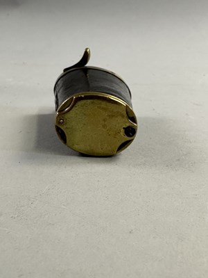 Lot 610 - A THREE-WAY POWDER-FLASK FOR A POCKET PISTOL, CIRCA 1820