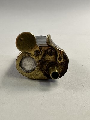 Lot 610 - A THREE-WAY POWDER-FLASK FOR A POCKET PISTOL, CIRCA 1820