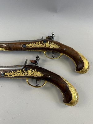 Lot 294 - A FINE PAIR OF 16 BORE LIEGOIS FLINTLOCK HOLSTER PISTOLS BY JEAN JAQUES BEHR, CIRCA 1720-30