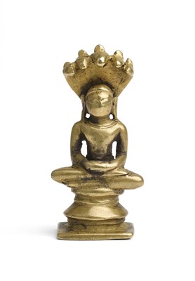 Lot 212 - A SMALL BRONZE FIGURE OF SUPARSVANATHA, DECCAN, INDIA, 17TH/18TH CENTURY