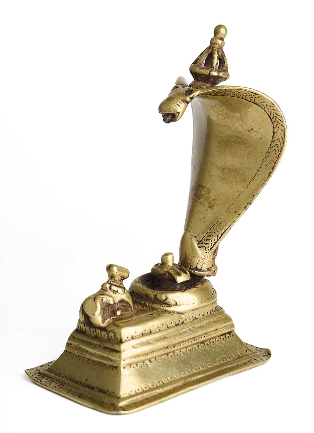 Lot 237 - A BRONZE LINGAM SHRINE, WESTERN DECCAN, CIRCA 18TH CENTURY