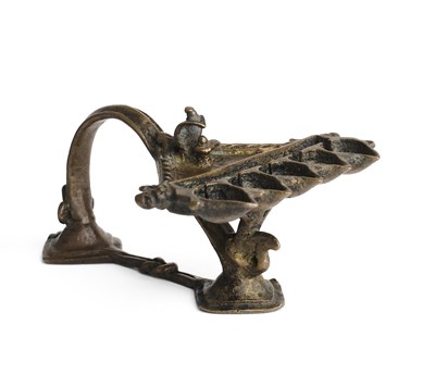 Lot 231 - A BRONZE RITUAL LAMP, CENTRAL INDIA, 18TH/19TH CENTURY