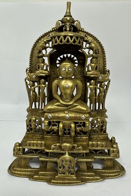 Lot 219 - A JAIN SHRINE DEPICTING SANTINATHA, GUJARAT, WESTERN INDIA, PROBABLY DATED SAMVAT 1528/1472 A.D.