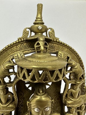 Lot 219 - A JAIN SHRINE DEPICTING SANTINATHA, GUJARAT, WESTERN INDIA, PROBABLY DATED SAMVAT 1528/1472 A.D.