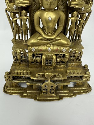 Lot 219 - A JAIN SHRINE DEPICTING SANTINATHA, GUJARAT, WESTERN INDIA, PROBABLY DATED SAMVAT 1528/1472 A.D.