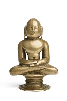 Lot 233 - A BRONZE FIGURE OF A TIRTHANKARA, DECCAN, SOUTH-WESTERN INDIA, PROBABLY 16TH/17TH CENTURY