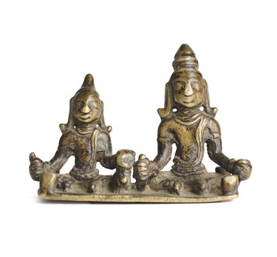 Lot 545 - A SMALL SHRINE DEPICTING A DIVINE COUPLE, MAHARASHTRA, INDIA, 19TH CENTURY