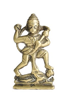 Lot 252 - A SMALL BRASS FIGURE OF HANUMAN, INDIA, CIRCA 1900