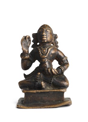 Lot 544 - A BRONZE FIGURE OF A VAISNAVITE SAINT (ALVAR), TAMIL NADU, SOUTH INDIA, 18TH/19TH CENTURY