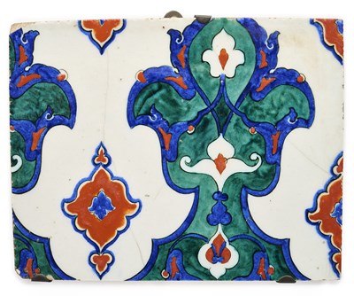 Lot 137 - AN IZNIK TILE SECTION, OTTOMAN ANATOLIA, CIRCA 1560