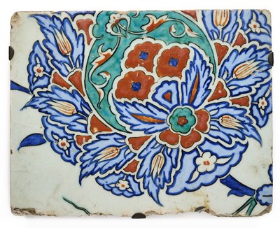 Lot 163 - AN IZNIK TILE, OTTOMAN ANATOLIA, CIRCA 1570