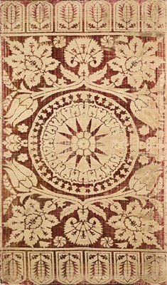 Lot 150 - AN OTTOMAN VOIDED VELVET CUSHION COVER (YASTIK), BURSA, ANATOLIA, 17TH CENTURY