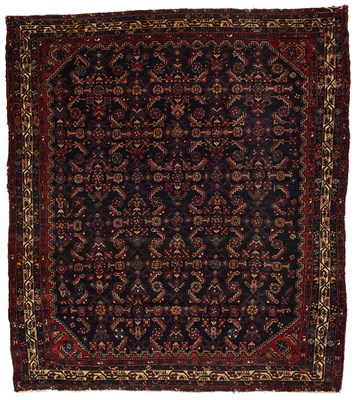 Lot 38 - AN UNUSUAL SQUARE SHAPED MALAYER RUG, WEST PERSIA, CIRCA 1900