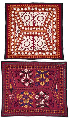 Lot 114 - □ AN UZBEK EMBROIDERED CRADLE SPREAD, UZBEKISTAN, EARLY 20TH CENTURY