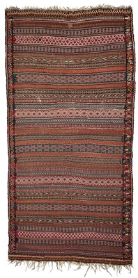 Lot 100 - A MOROCCAN PART PILE AND FLATWOVEN CARPET, 20TH CENTURY