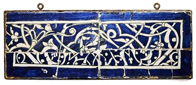 Lot 124 - A COMPOSITE GROUP OF BLUE AND WHITE TILE FRAGMENTS, UZBEKISTAN, FIRST HALF 19TH CENTURY