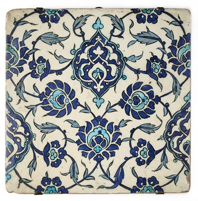 Lot 139 - A LARGE DAMASCUS TILE, OTTOMAN SYRIA, 1570-1590