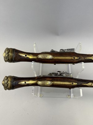 Lot 118 - A PAIR OF 16 BORE BALKAN FLINTLOCK HOLSTER PISTOLS, EARLY 19TH CENTURY