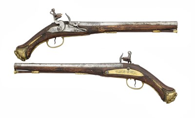 Lot 118 - A PAIR OF 16 BORE BALKAN FLINTLOCK HOLSTER PISTOLS, EARLY 19TH CENTURY