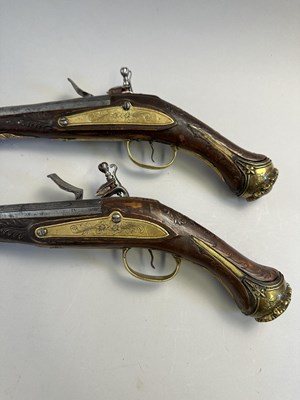 Lot 118 - A PAIR OF 16 BORE BALKAN FLINTLOCK HOLSTER PISTOLS, EARLY 19TH CENTURY