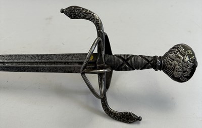 Lot 210 - A NORTH EUROPEAN RAPIER, EARLY 17TH CENTURY, WITH SILVER-ENCRUSTED HILT, 17TH CENTURY AND LATER